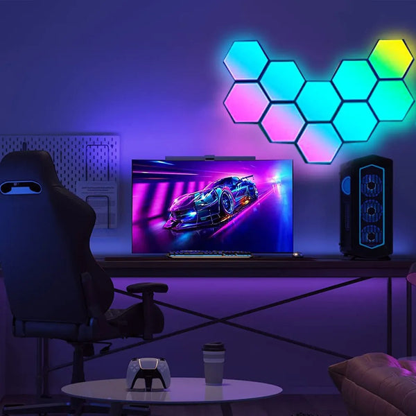 Luminária Hexagonal LED de Parede RGB